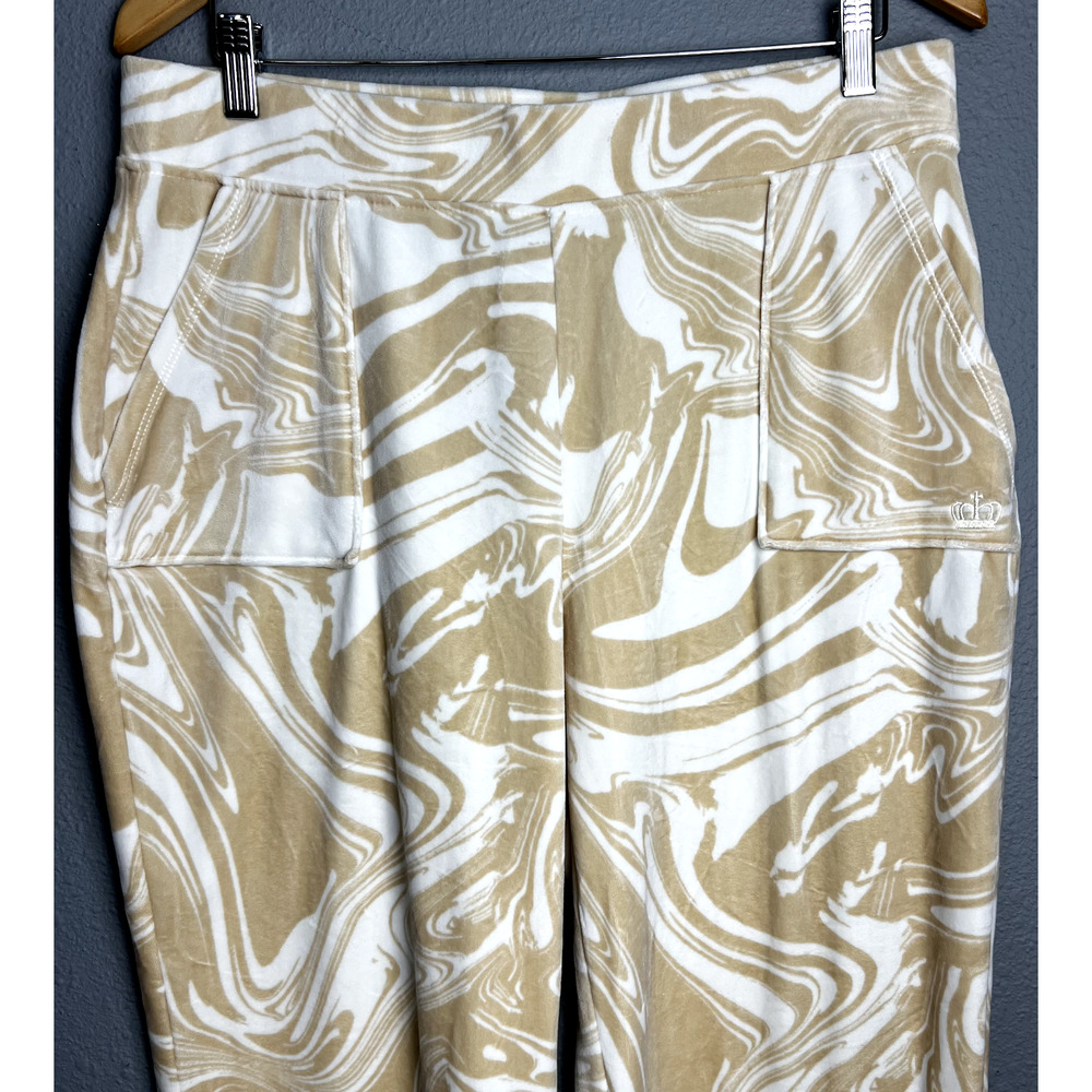 Beachwood by Juicy Couture Size Lg‎ Comfort Lounge Pants Velour Tan White Swirls